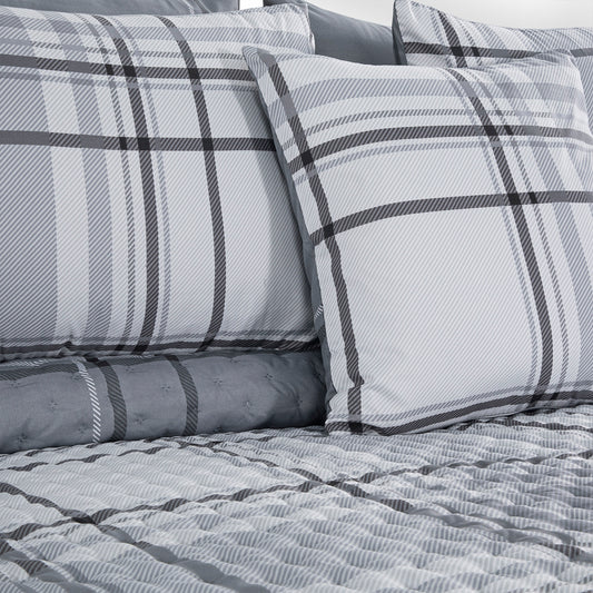 Grey Check Printed BNB Set (8PCS)