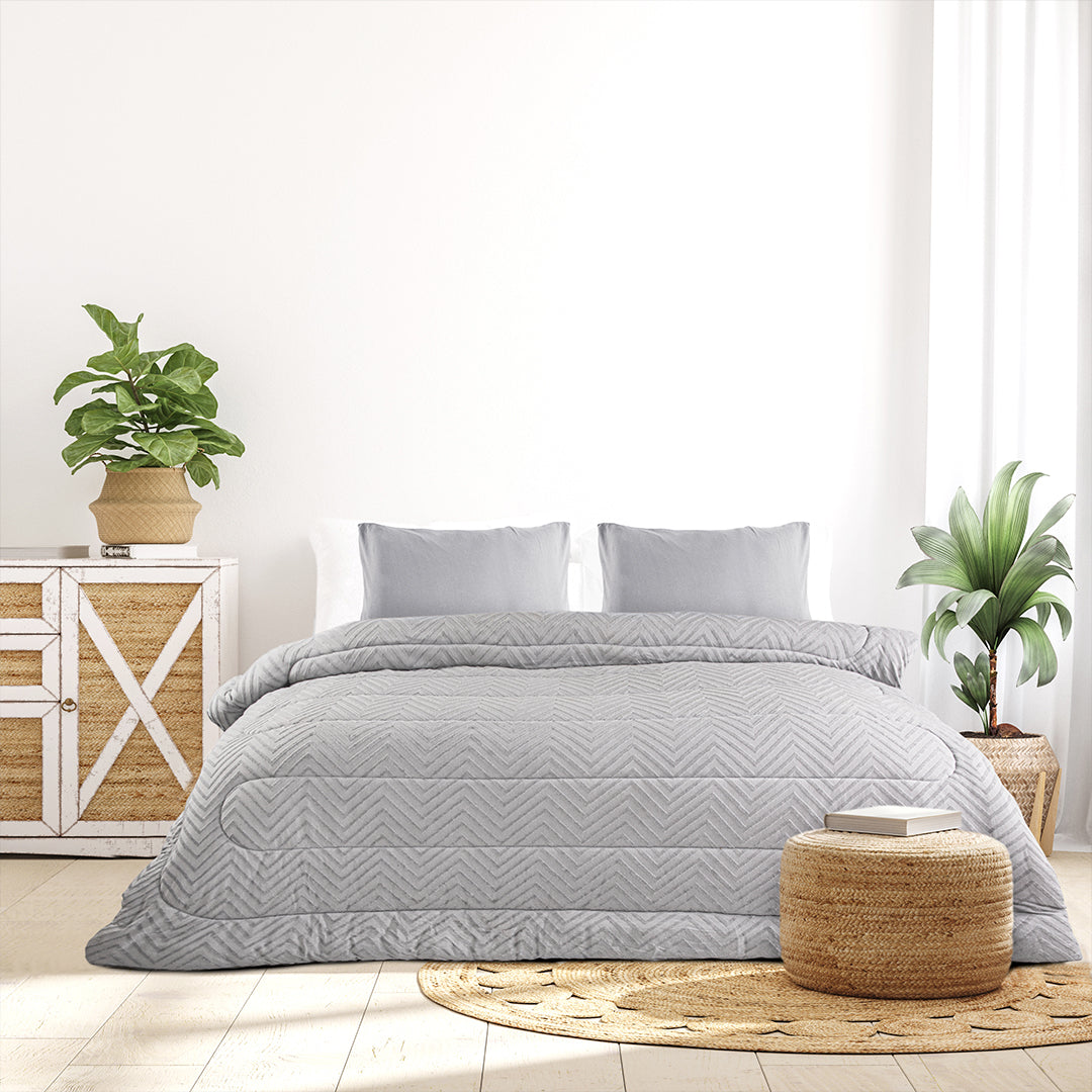 Silver Grey Chevron Comforter Mahee